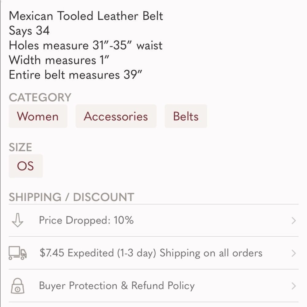 Tooled Leather Belt - Picture 9 of 9